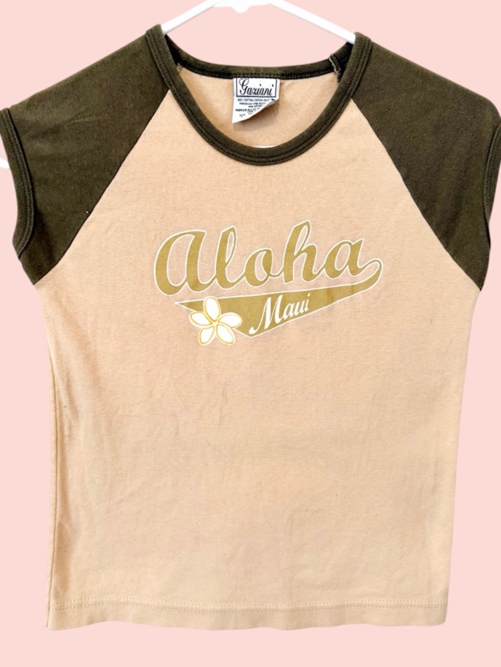 Y2K aloha baseball ringer baby tee